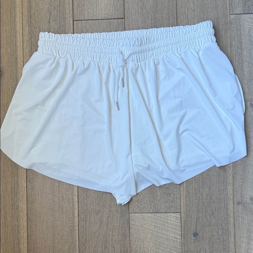 No Comment White Flowy Butterfly Shorts